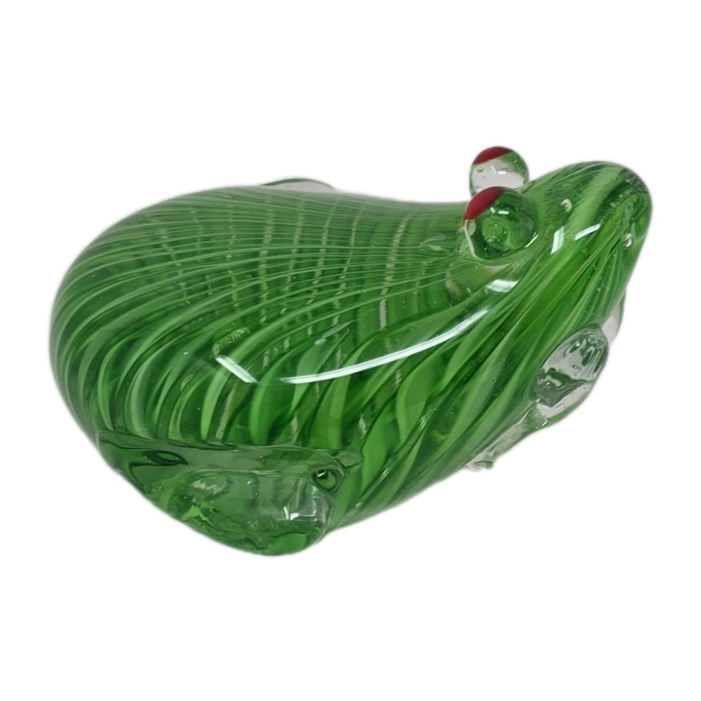 Vintage Murano Art Glass Green Frog Paperweight PB204
